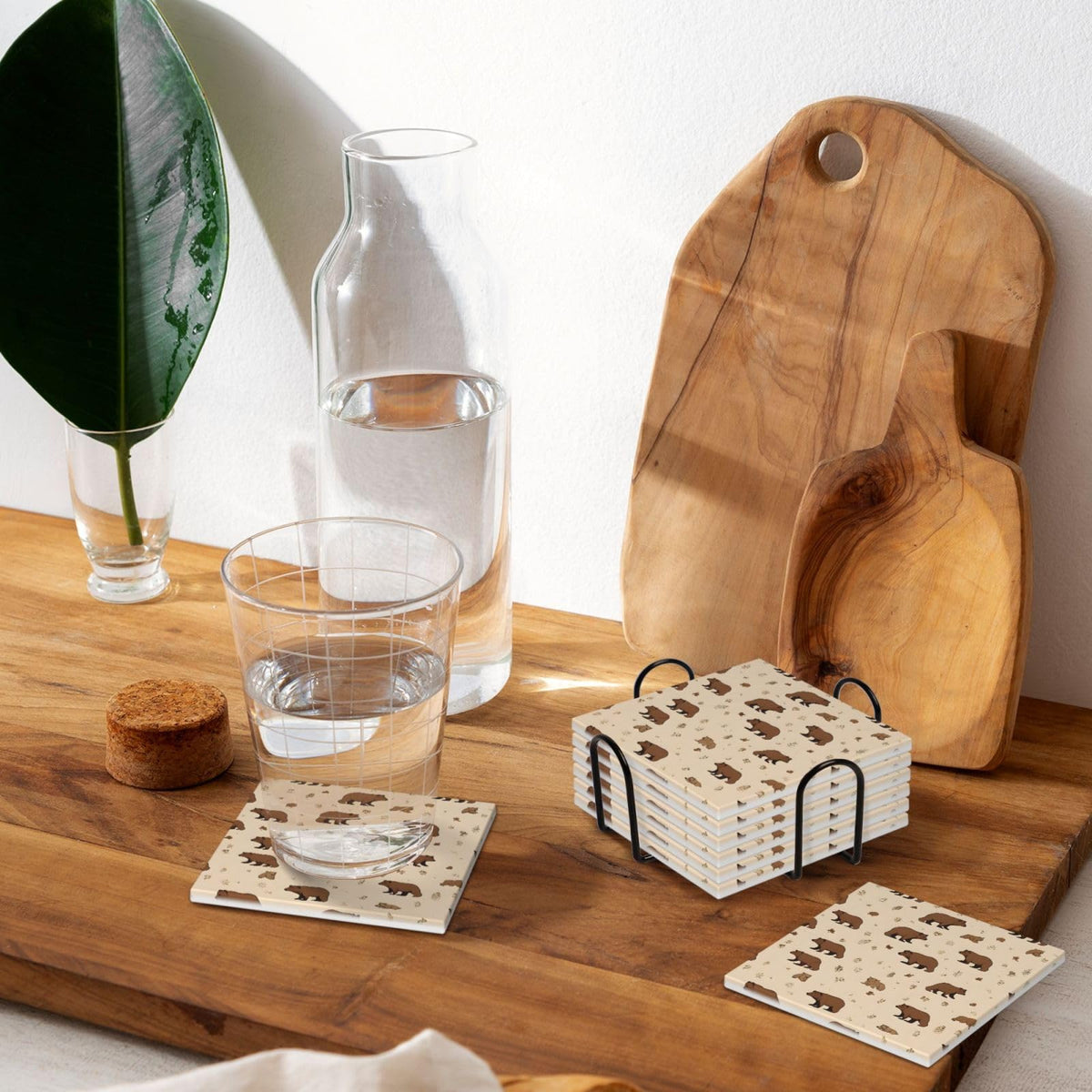 Square Cartoon Bear Ceramic Coasters Set of 6 D495568