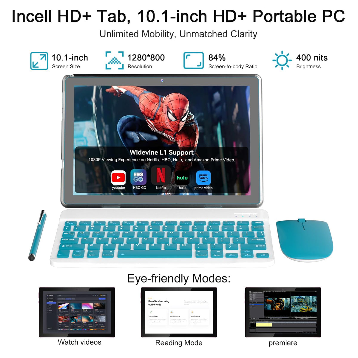 10 inch 2 in 1 Tablet with Keyboard Case P93256