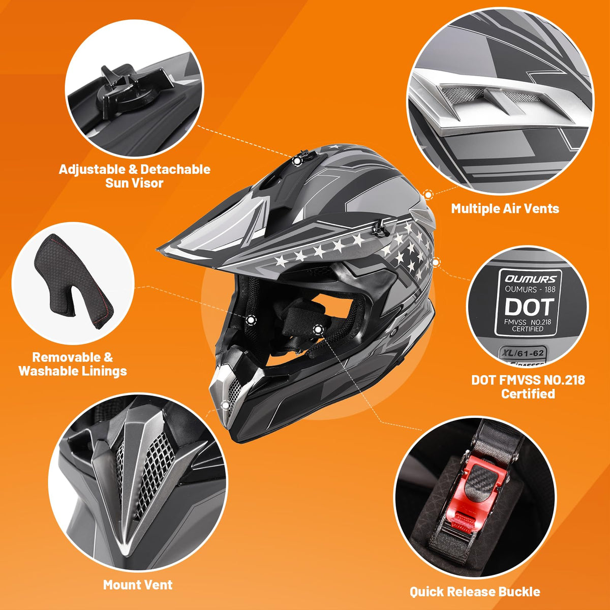 DOT Approved Full Face Motocross Helmet S311269
