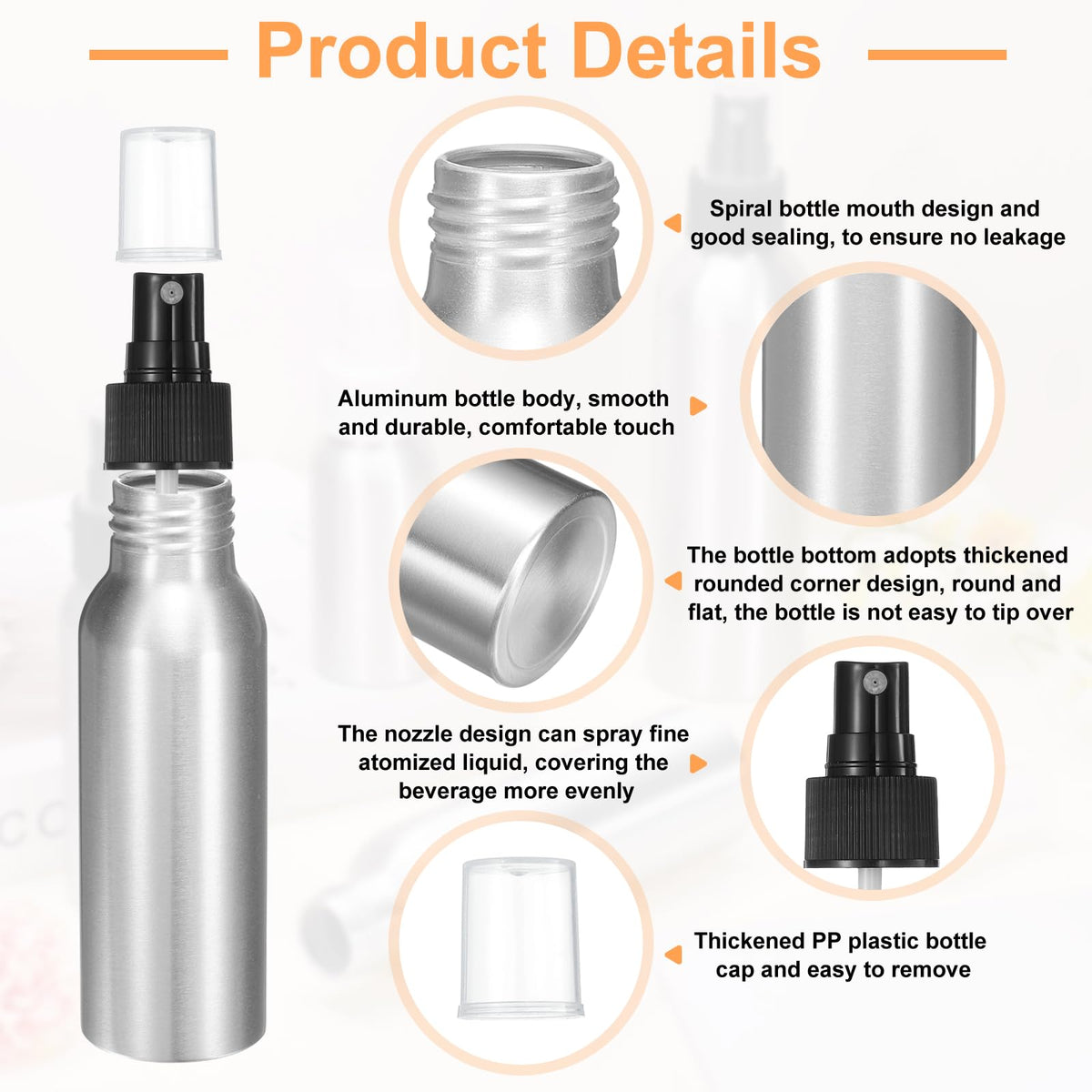 80ml Aluminum Fine Mist Spray Bottles Y110