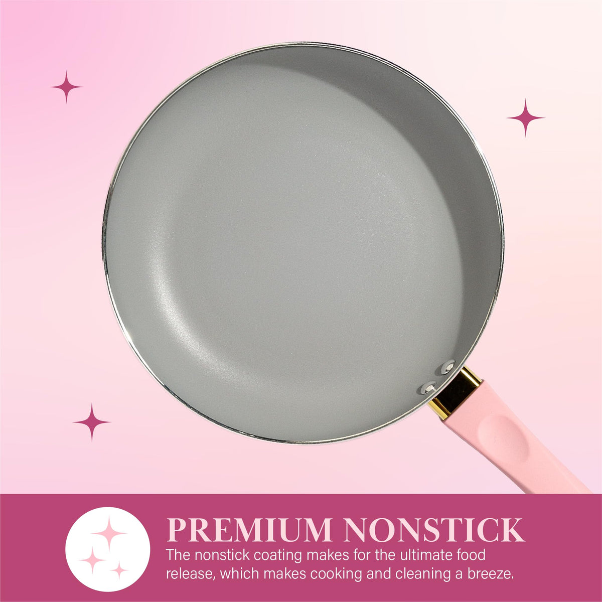 12 Piece Pink Nonstick Cookware Set V2397