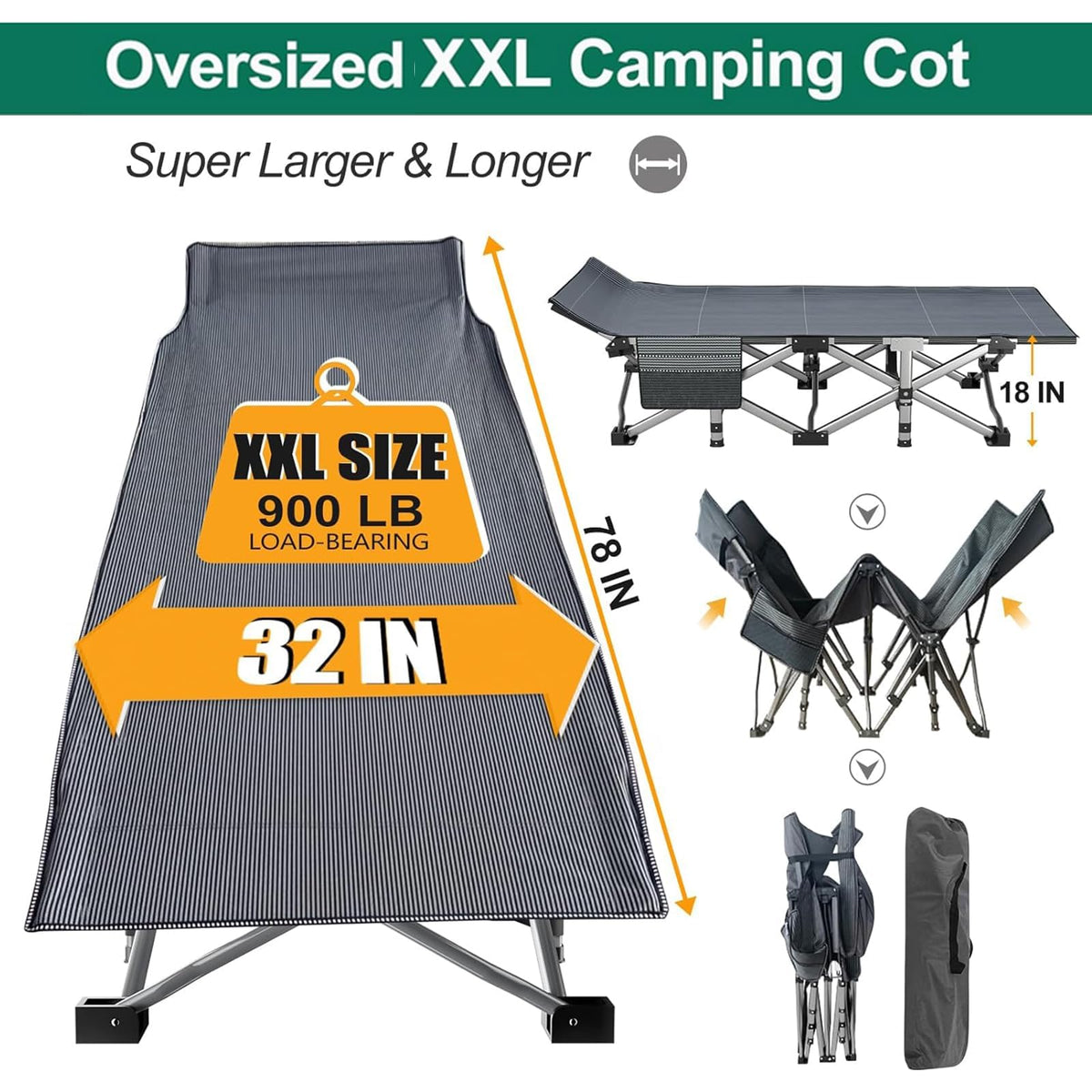Folding Double Layer Oxford Camping Cot U685