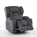Velvet Gray Swivel Rocker Recliner Chair with Cup Holders M330495
