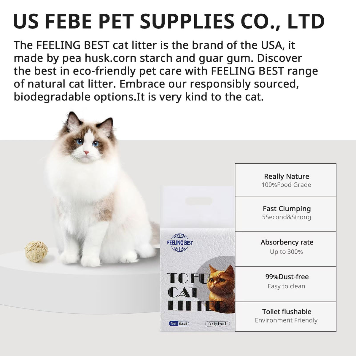 Plant-Based Flushable Tofu Cat Litter 33.6 lb K81599