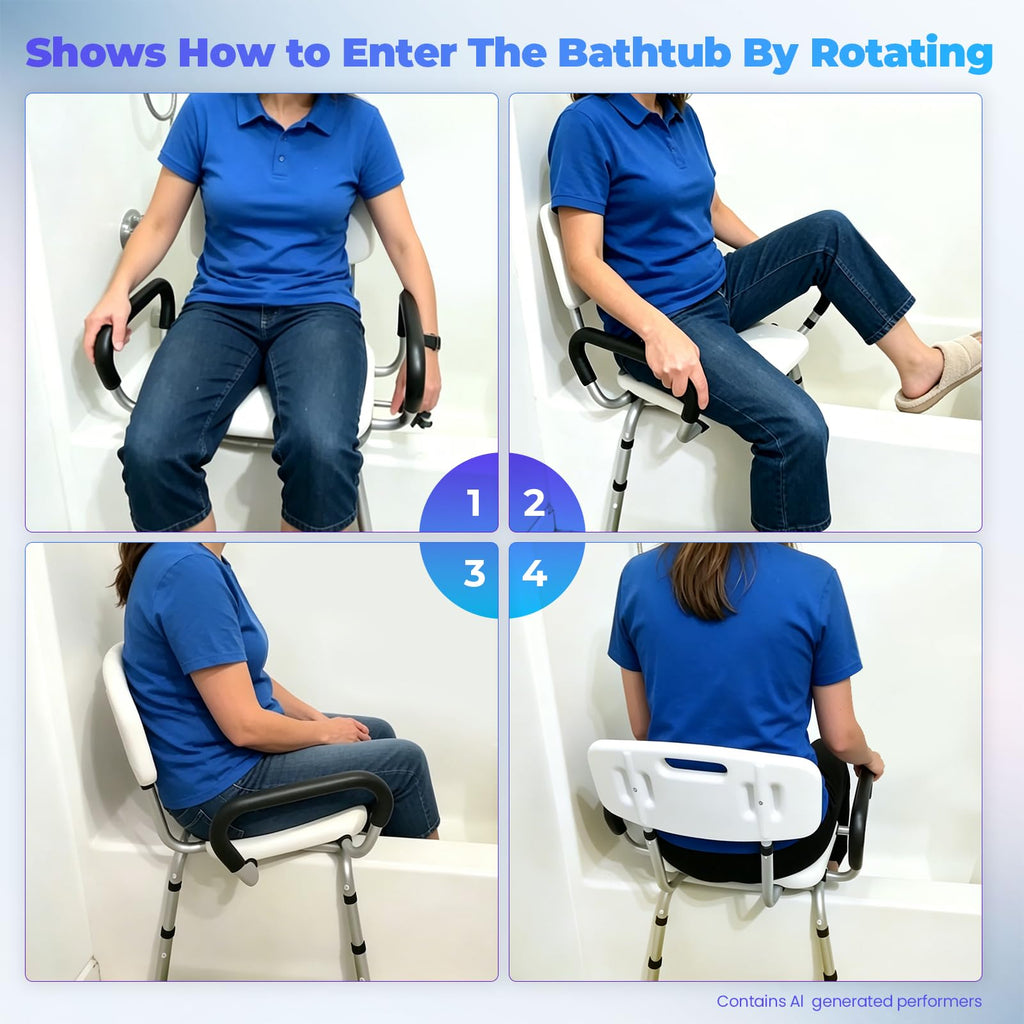 Swivel Shower Chair with Arms and Back R5491