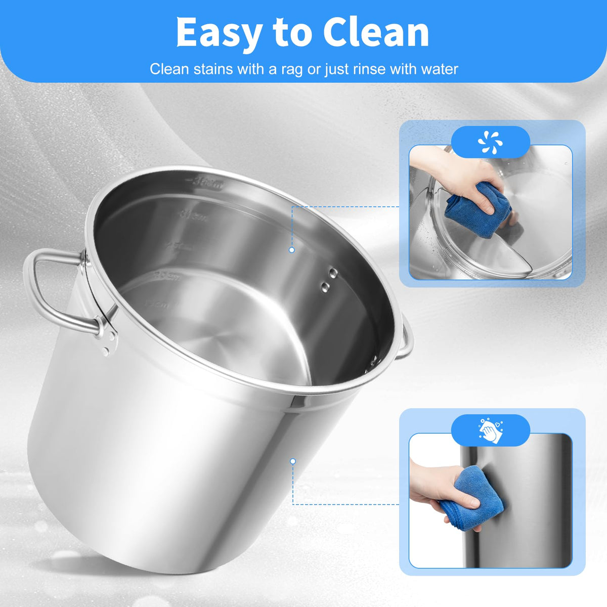 30 QT Stainless Steel Stock Pot with Lid W8012