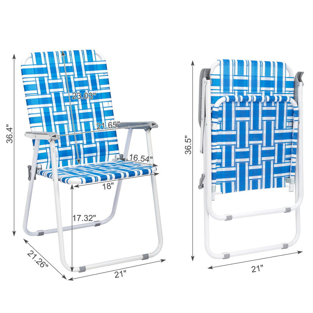 Set of 2 Blue & White Webbed Folding Chairs A9139