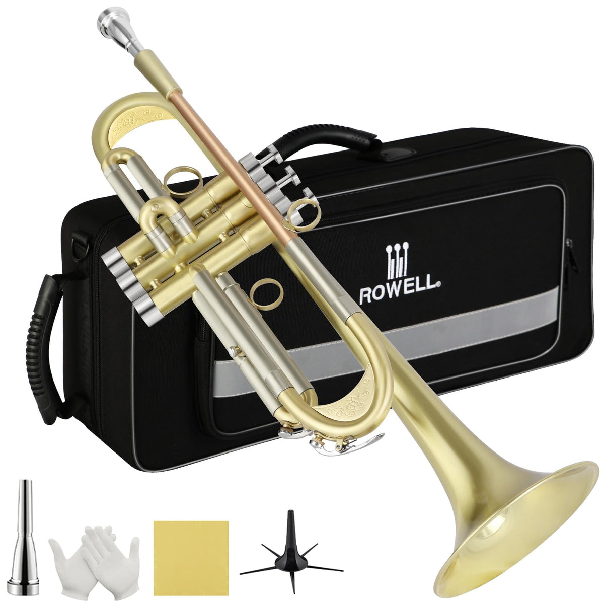 Brushed Finish Standard Brass Bb Trumpet Set with Hard Case V6777