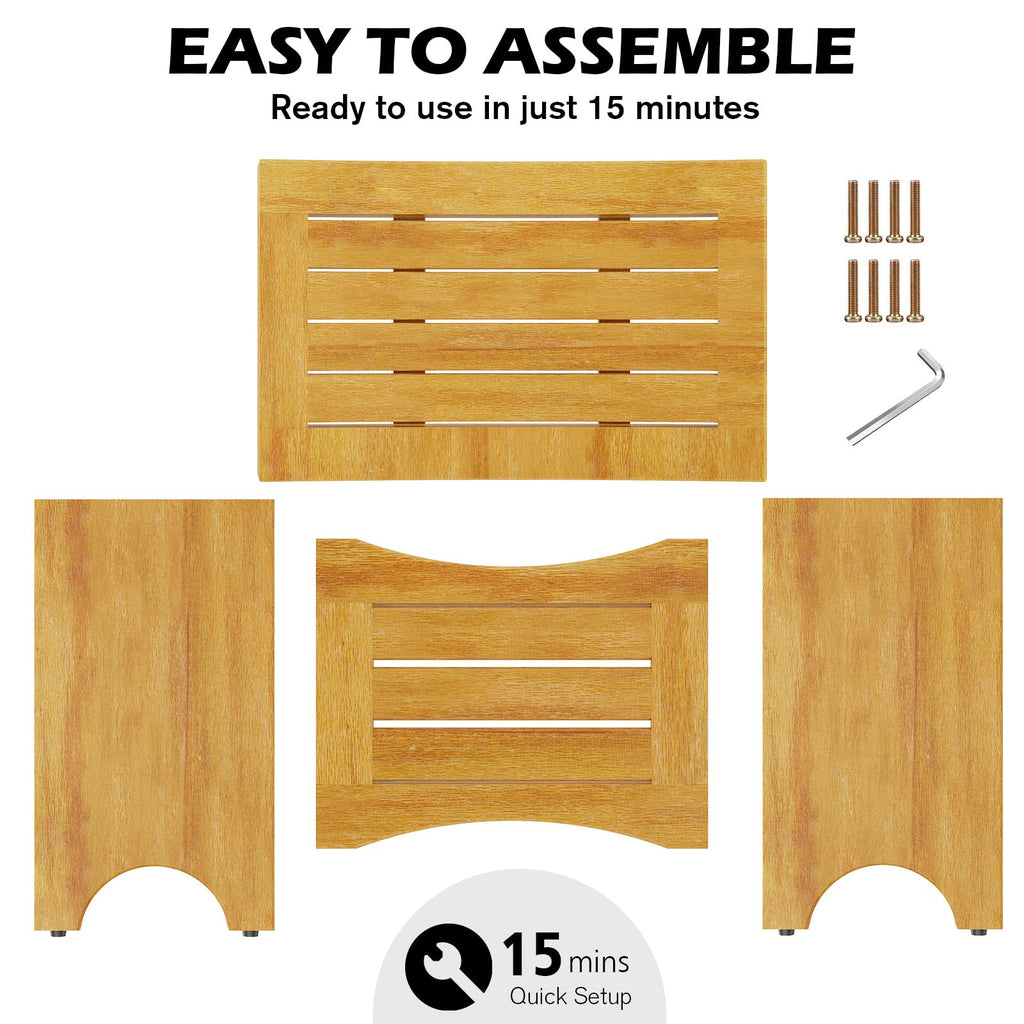 Teak Shower Bench with Shelf S3585