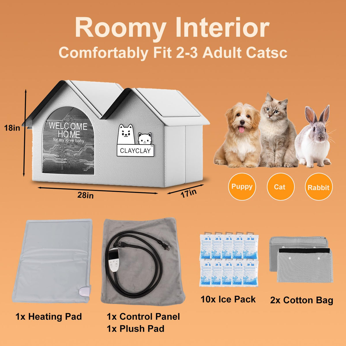 Heated Waterproof Insulated Outdoor Cat House U5914
