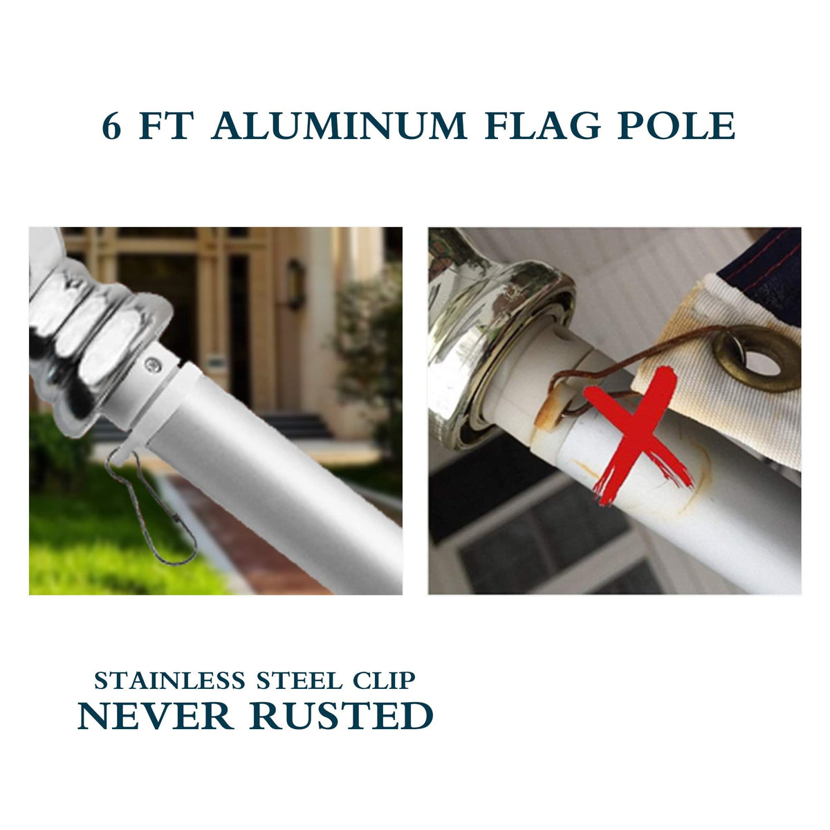 6FT Aluminum Spinning Flag Pole L6031