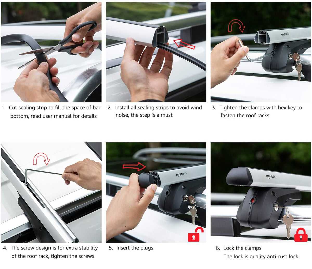 Black/Silver Cross Rail Roof Rack, 52 inches, Pack of 2 N944883