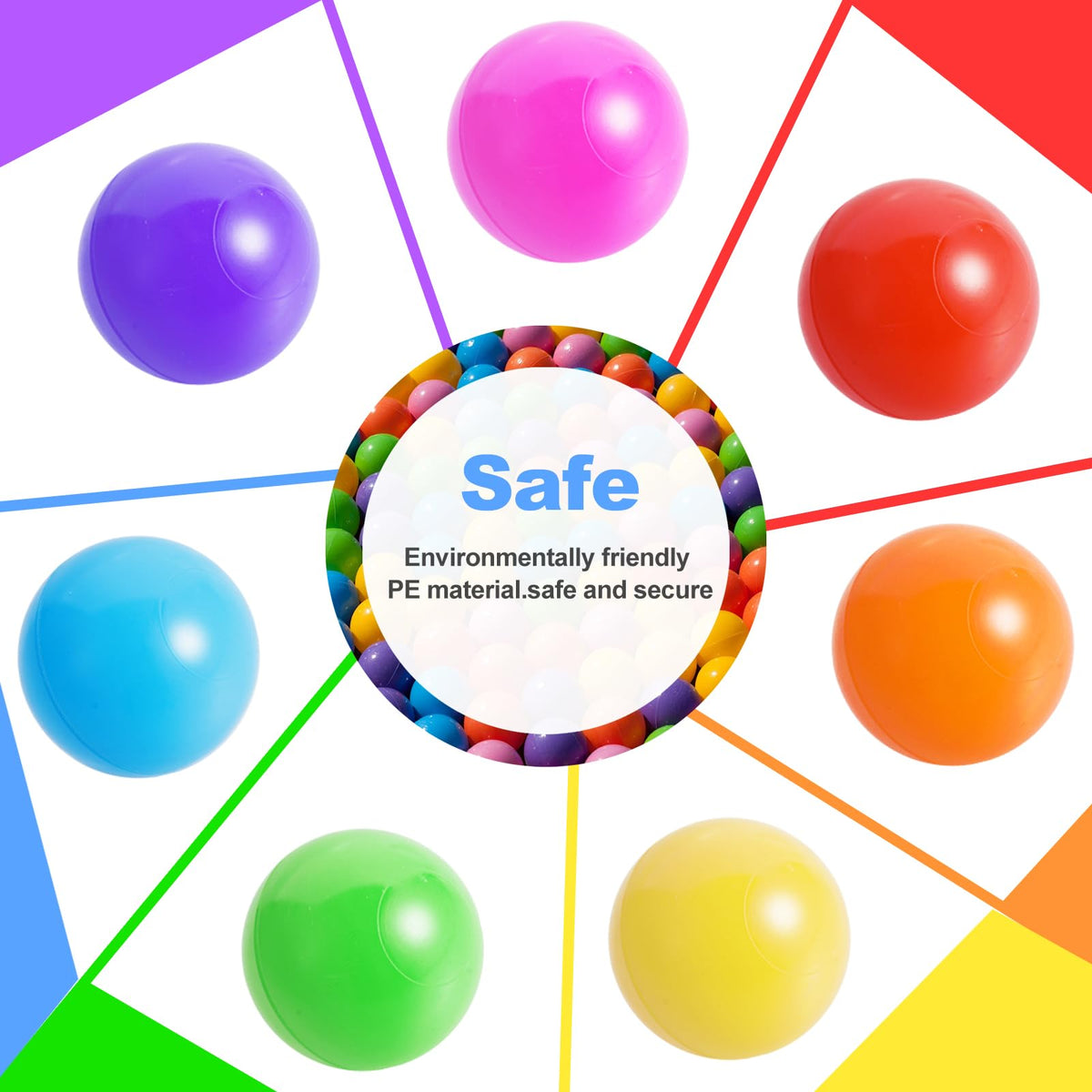 100pcs BPA Free Crush Proof Plastic Ball Pit Balls with Net Bag I5887