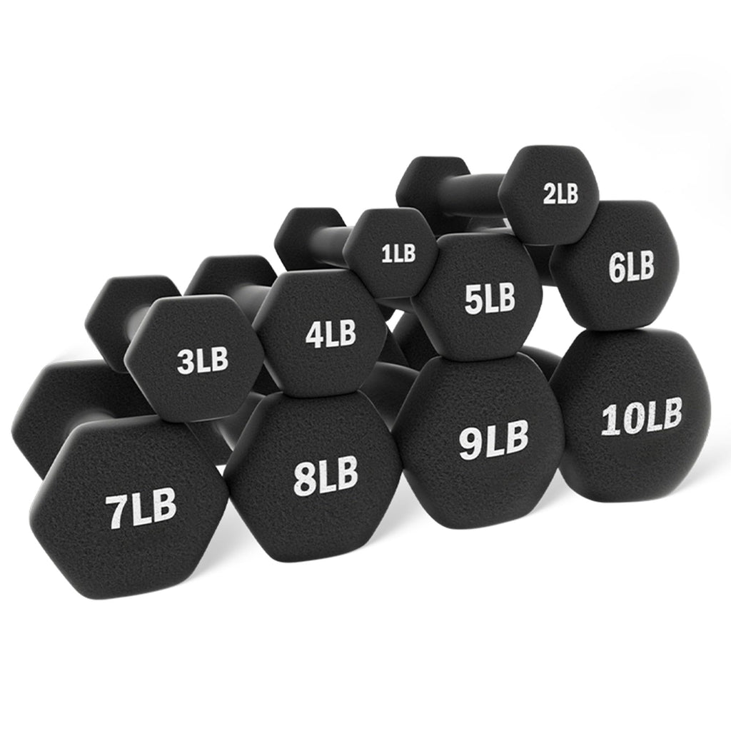 Neoprene Coated Iron Dumbbell Set with Stand L67653