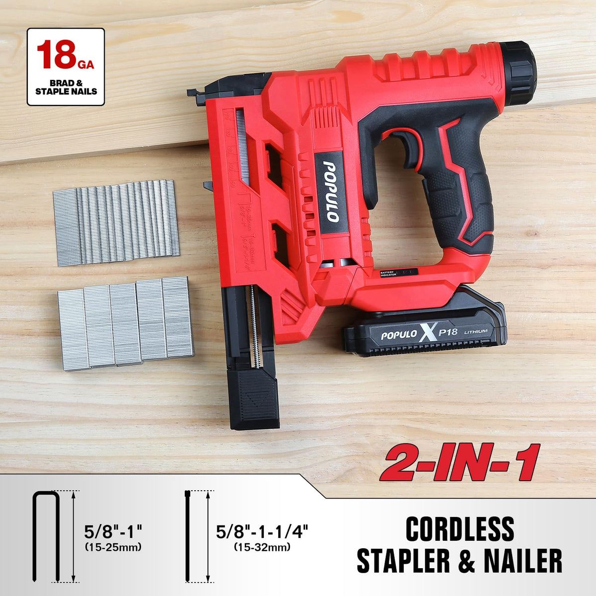 20V Cordless 18 Gauge 2 In 1 Brad Nailer Stapler Z147