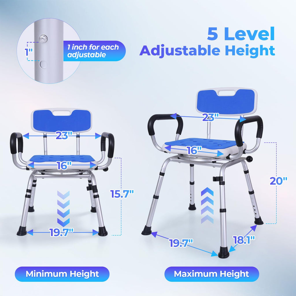 Swivel Shower Chair with Arms and Back R5491