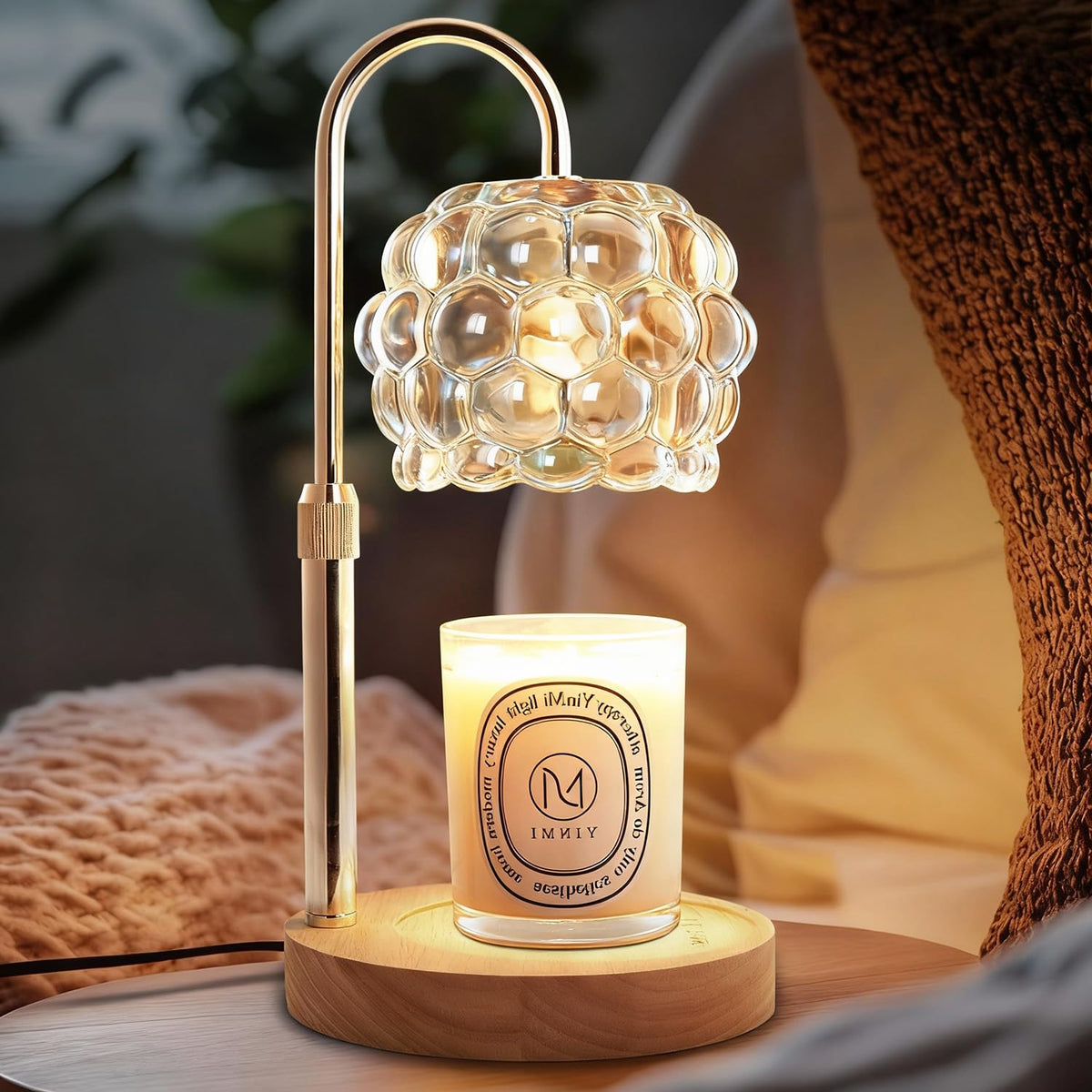 Candle Warmer Lamp with Timer Adjustable Height Dimmer Vintage Glass T16901