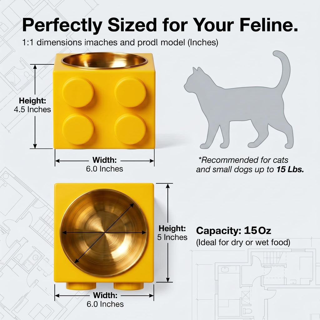 Elevated Cat Dog Bowl Set Stainless Steel Non-Slip J141