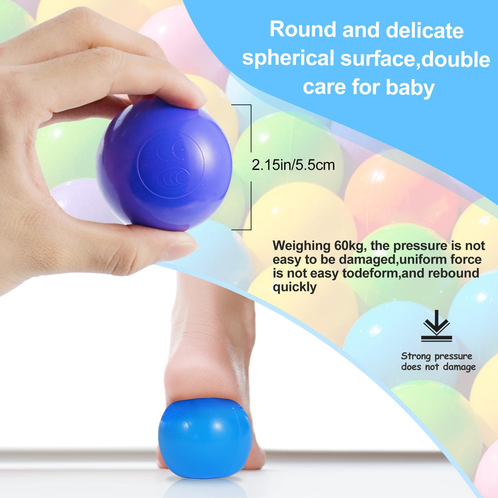 100pcs BPA Free Crush Proof Plastic Ball Pit Balls with Net Bag I5887
