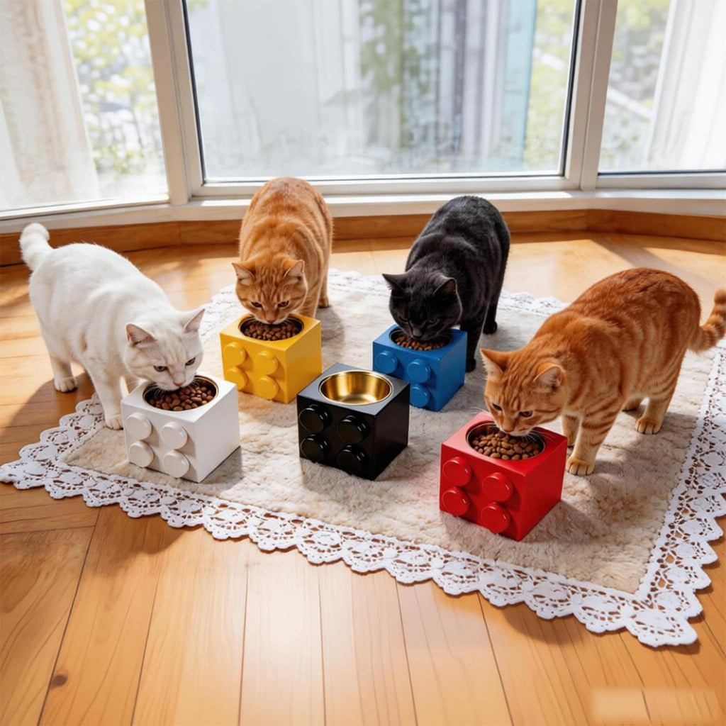 Elevated Cat Dog Bowl Set Stainless Steel Non-Slip J141