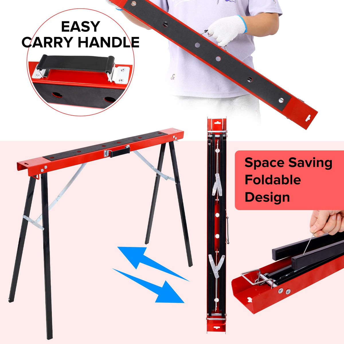 Heavy Duty 2-Pack Folding Sawhorse H87349