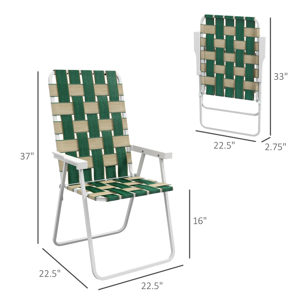 Set of 2 Oversized Folding Webbed Lawn Chairs with Armrests Z565