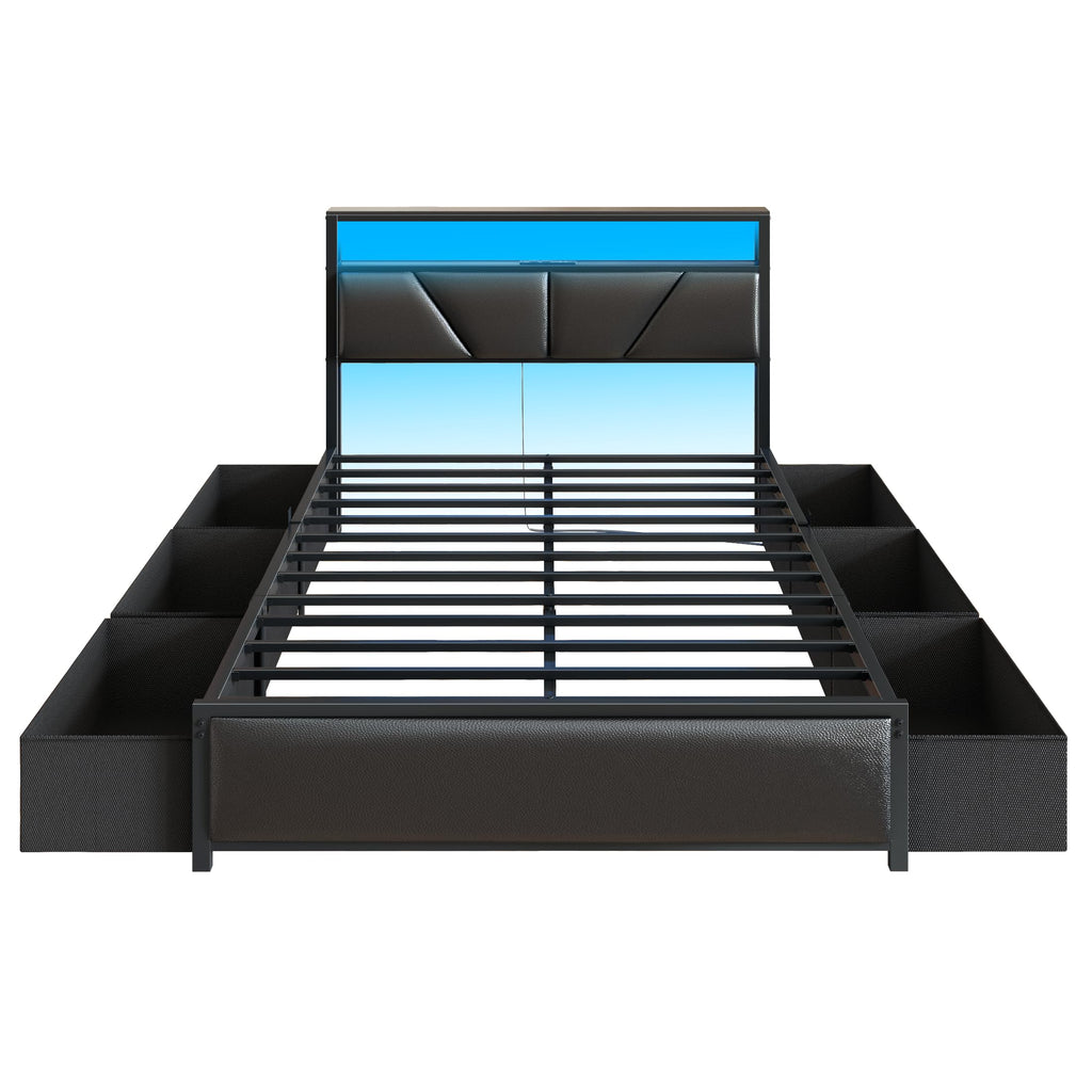 Full Size Bed Frame with Storage Headboard F678224
