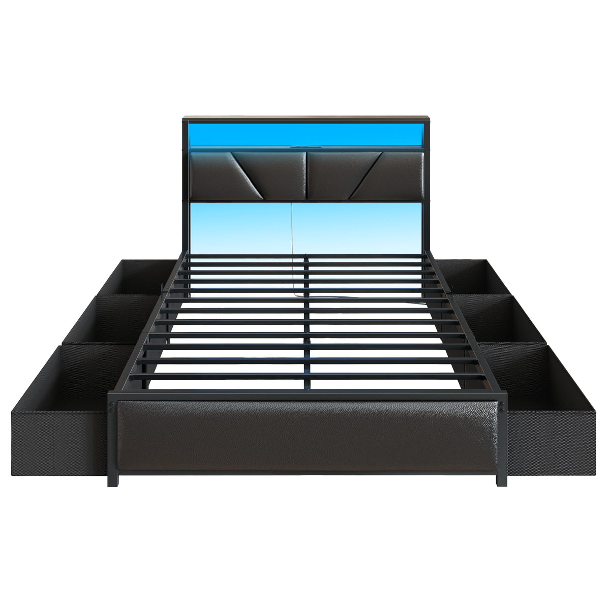 Full Size Bed Frame with Storage Headboard F678224