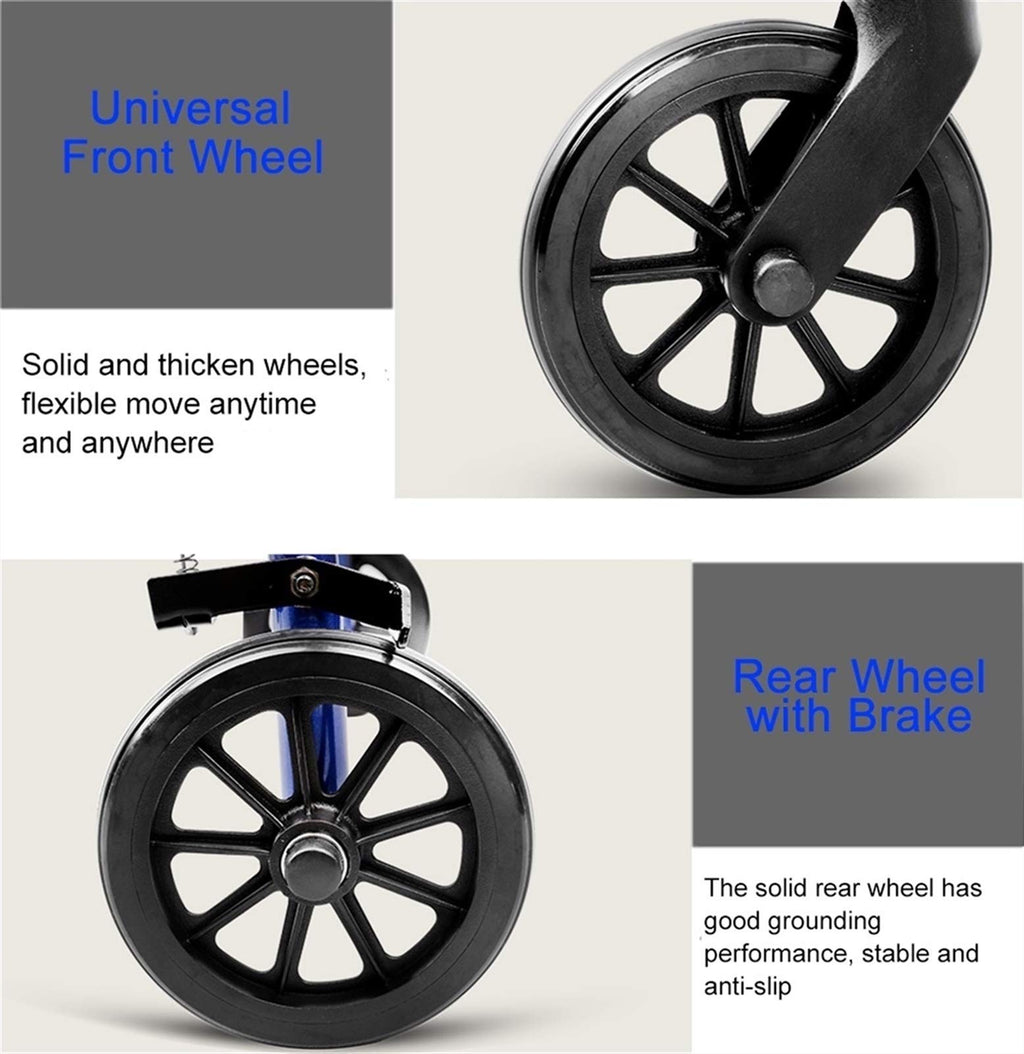 Blue Rolling Walker with Seat Basket Brakes P631