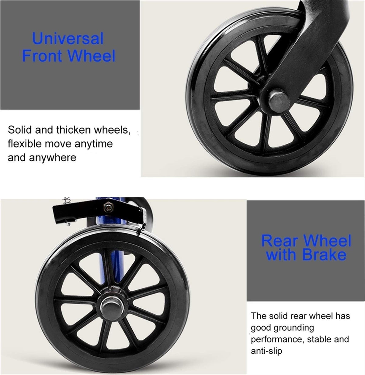 Blue Rolling Walker with Seat Basket Brakes P631