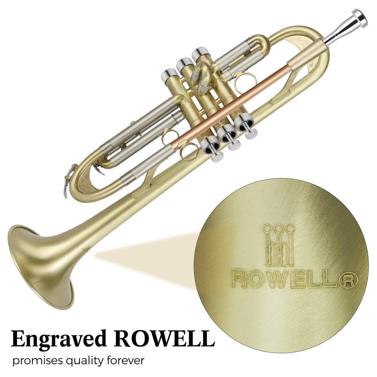 Brushed Finish Standard Brass Bb Trumpet Set with Hard Case V6777