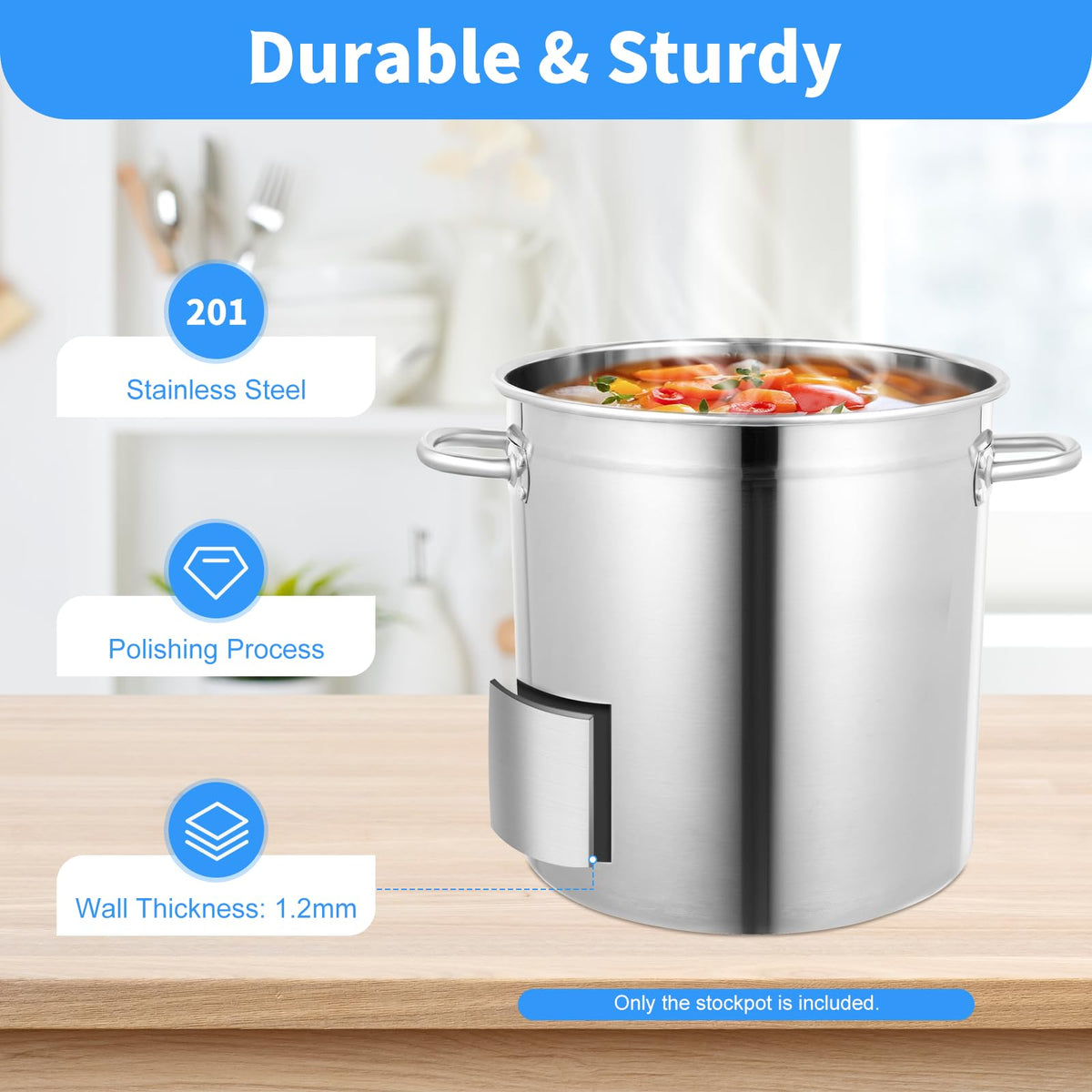 30 QT Stainless Steel Stock Pot with Lid W8012