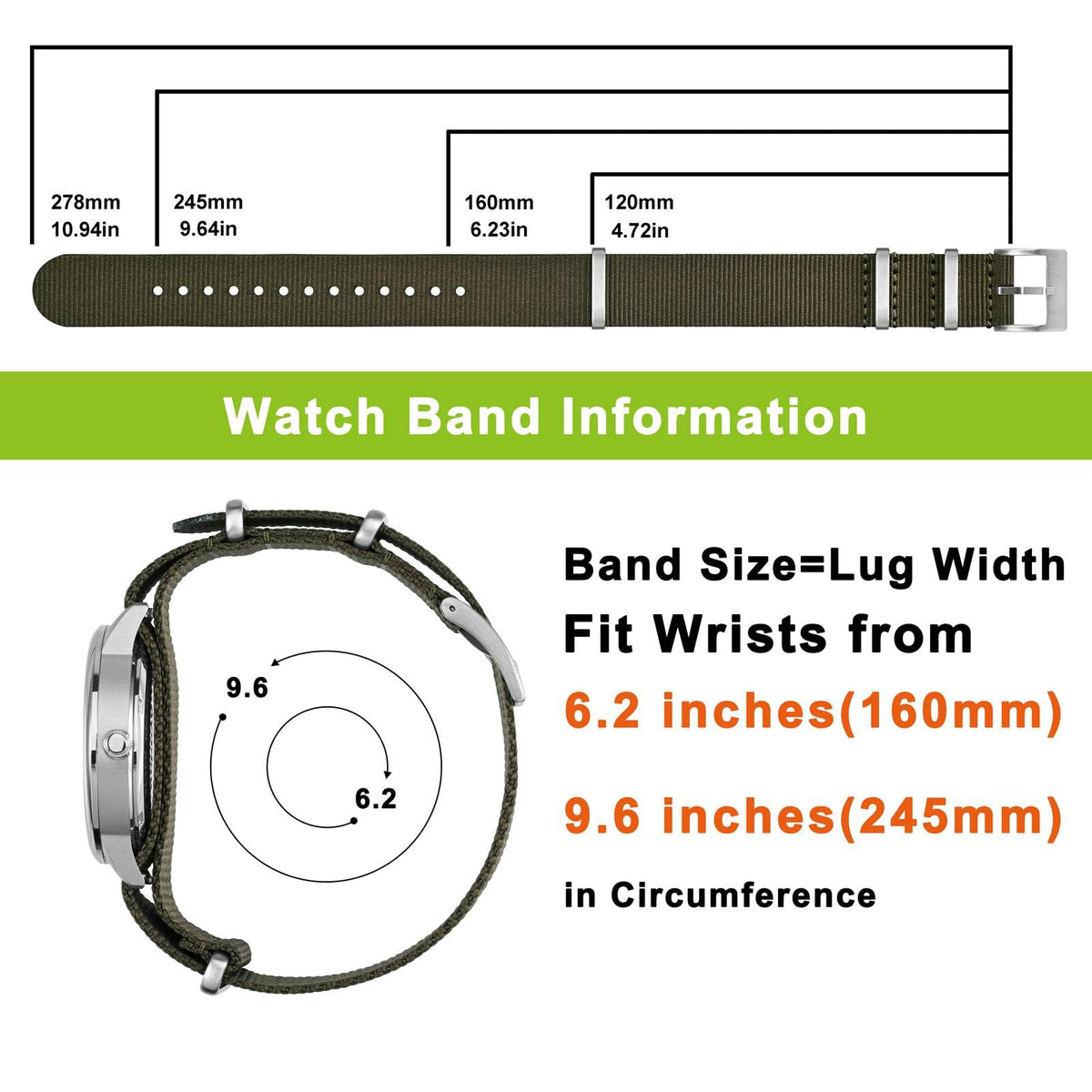 16mm 18mm 20mm 22mm Nylon Watch Bands G993379