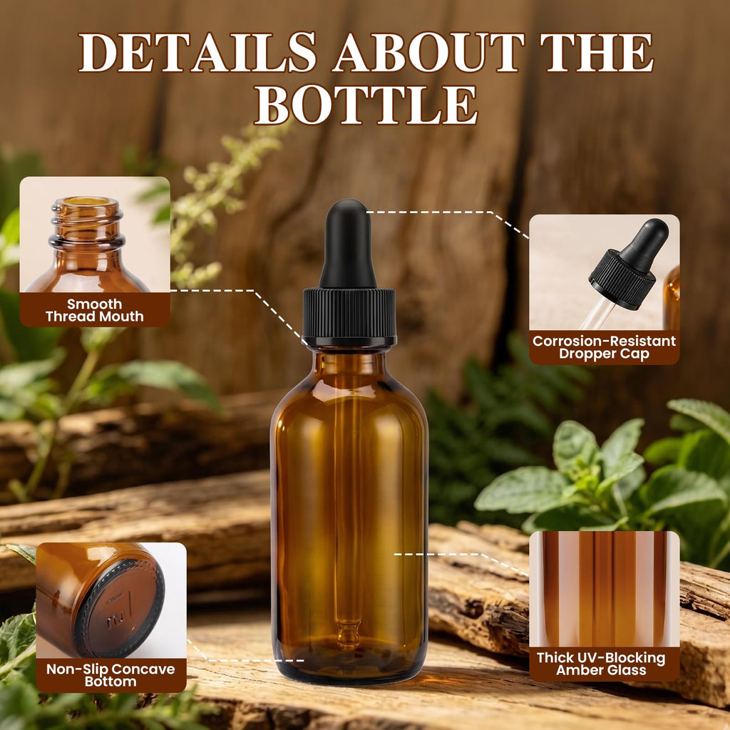 2 oz Amber Glass Dropper Bottles with Funnels, 40 Pack L803136