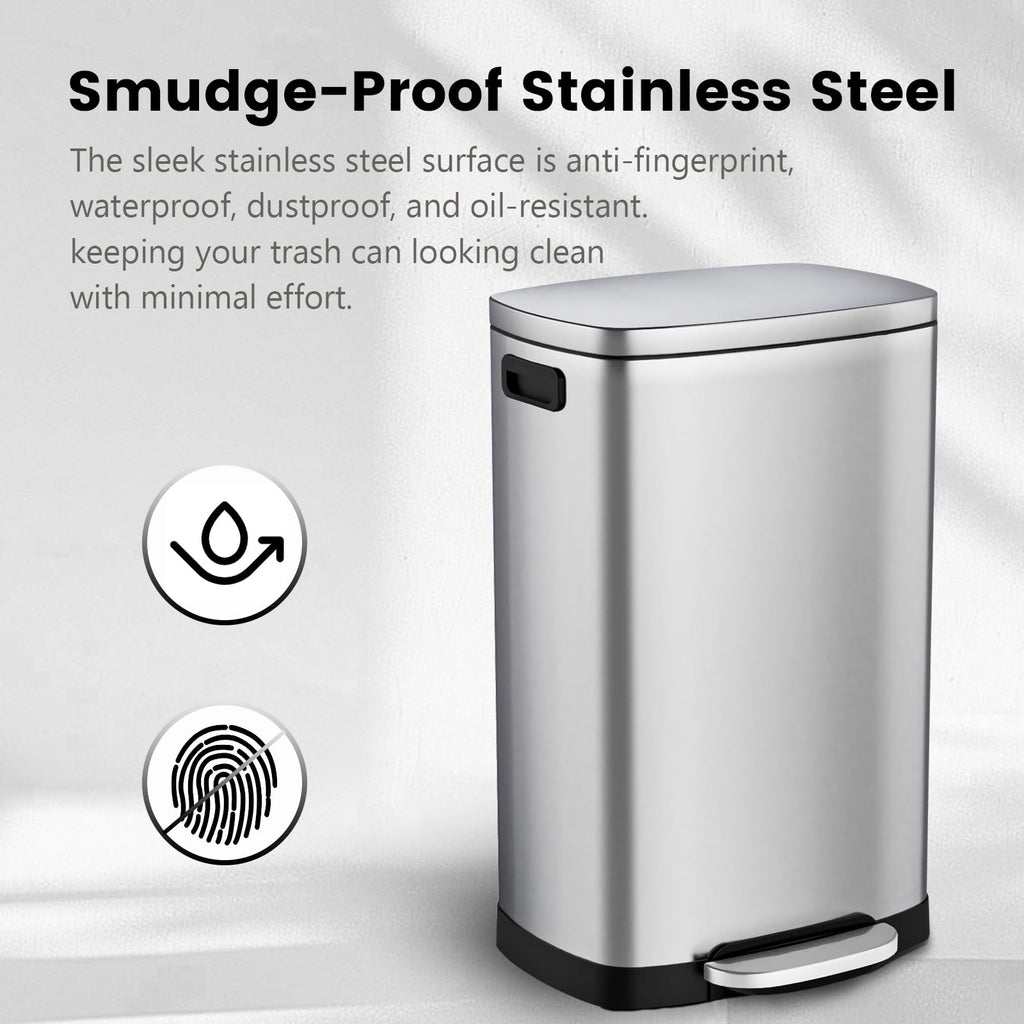 13.2 Gallon Stainless Steel Step Trash Can with Lid Q3649