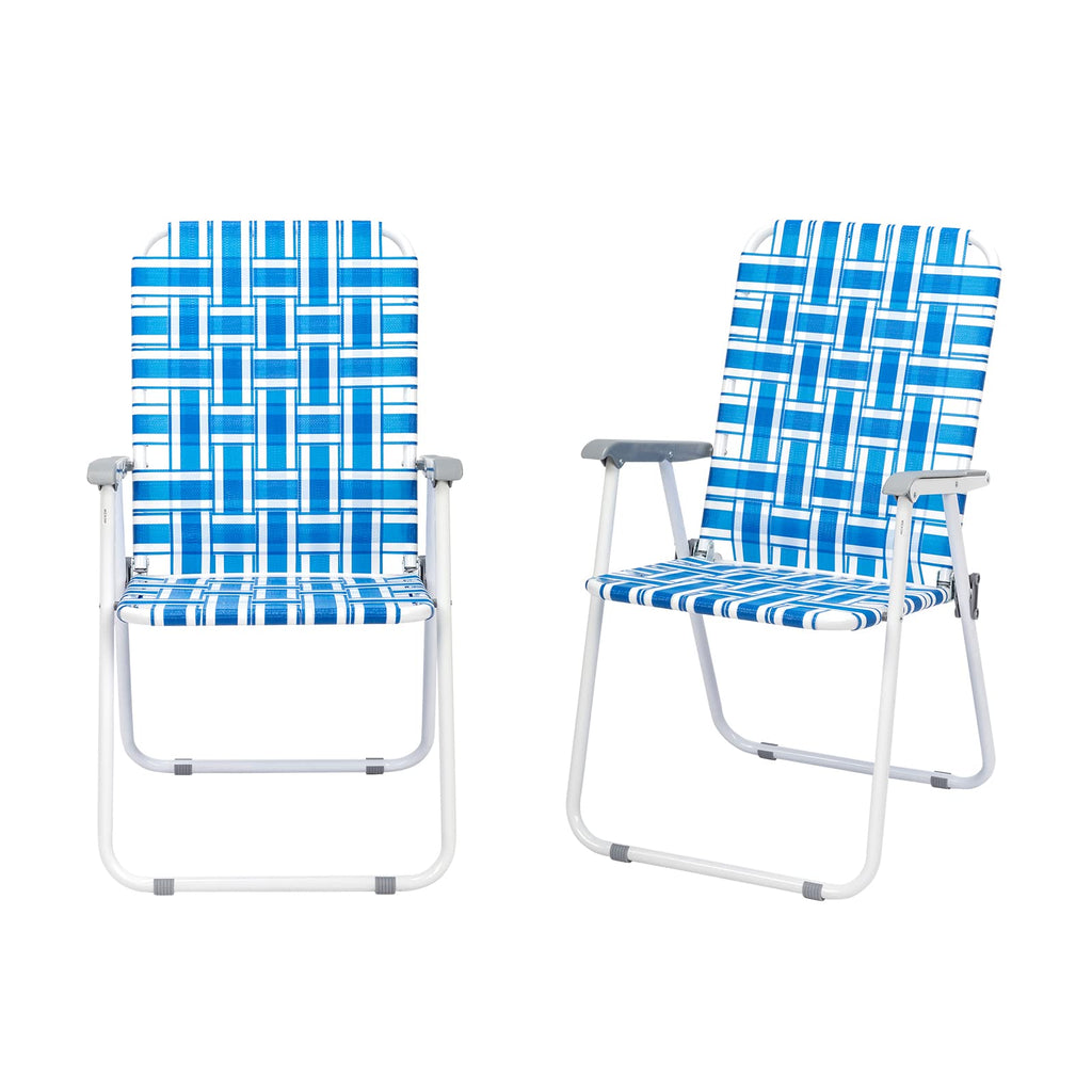 Set of 2 Blue & White Webbed Folding Chairs A9139