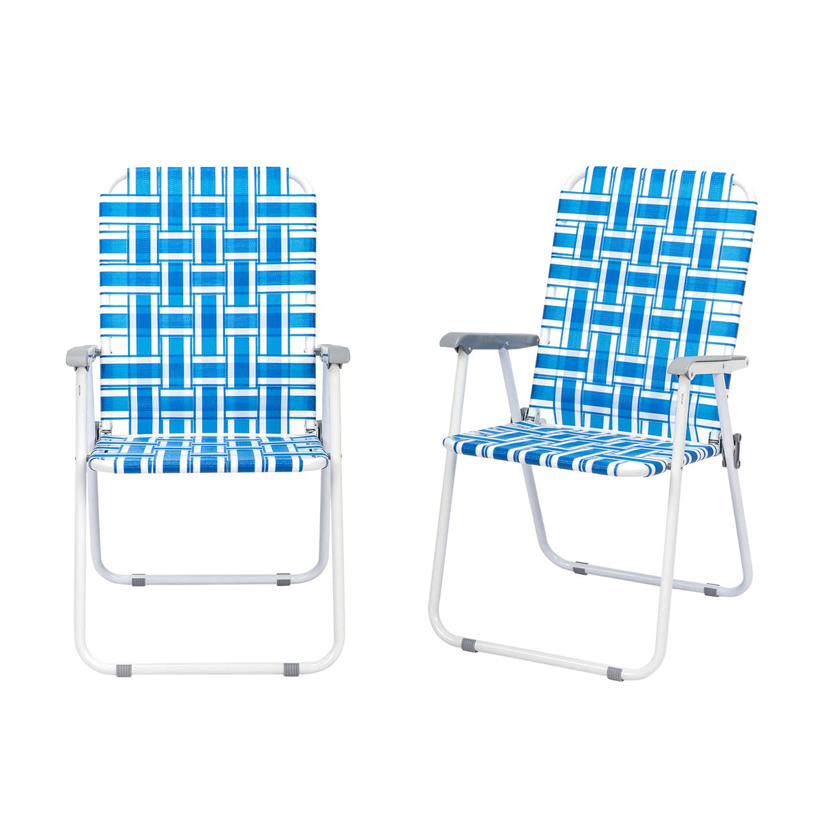 Set of 2 Blue & White Webbed Folding Chairs A9139