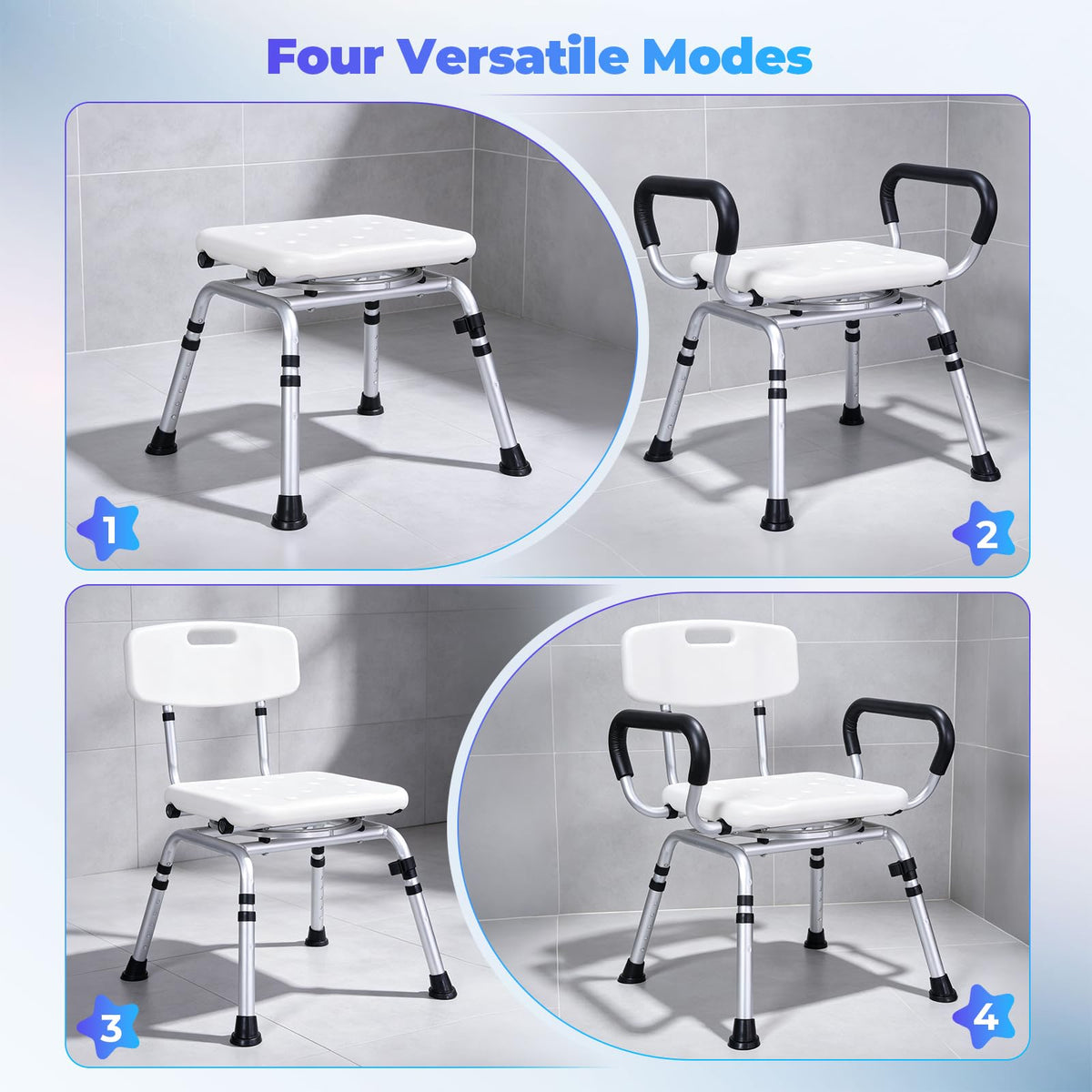 Swivel Shower Chair with Arms and Back R5491