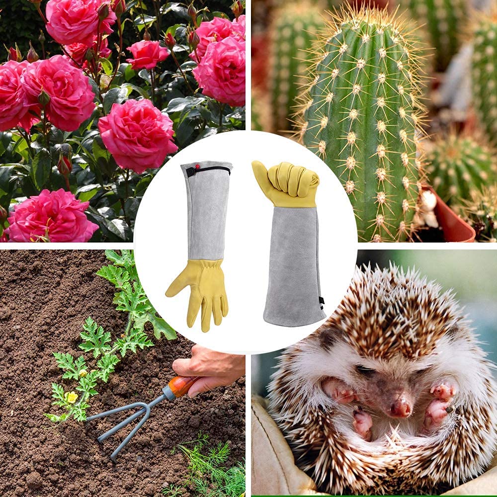 Long Leather Gardening Gloves with Adjustable Cuff T28483