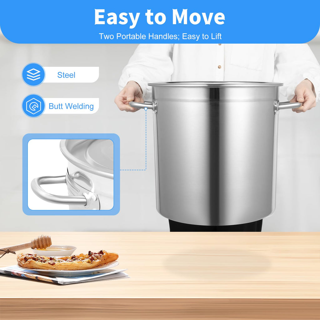 30 QT Stainless Steel Stock Pot with Lid W8012