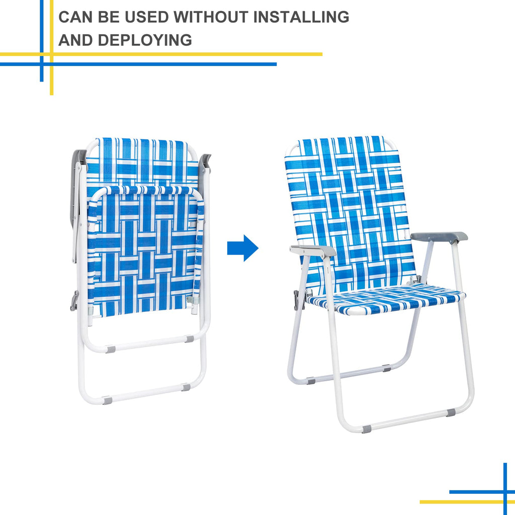 Set of 2 Blue & White Webbed Folding Chairs A9139