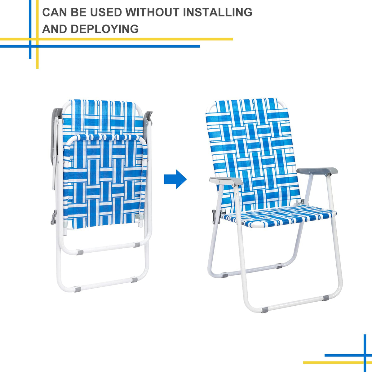 Set of 2 Blue & White Webbed Folding Chairs A9139