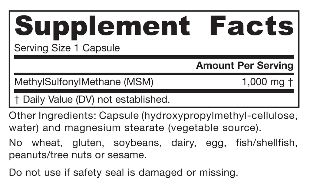 MSM Capsules 1,000 mg 200 Capsules O5697