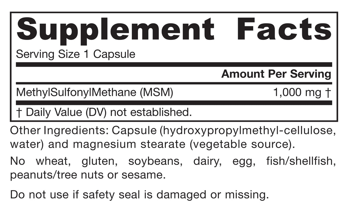 MSM Capsules 1,000 mg 200 Capsules O5697