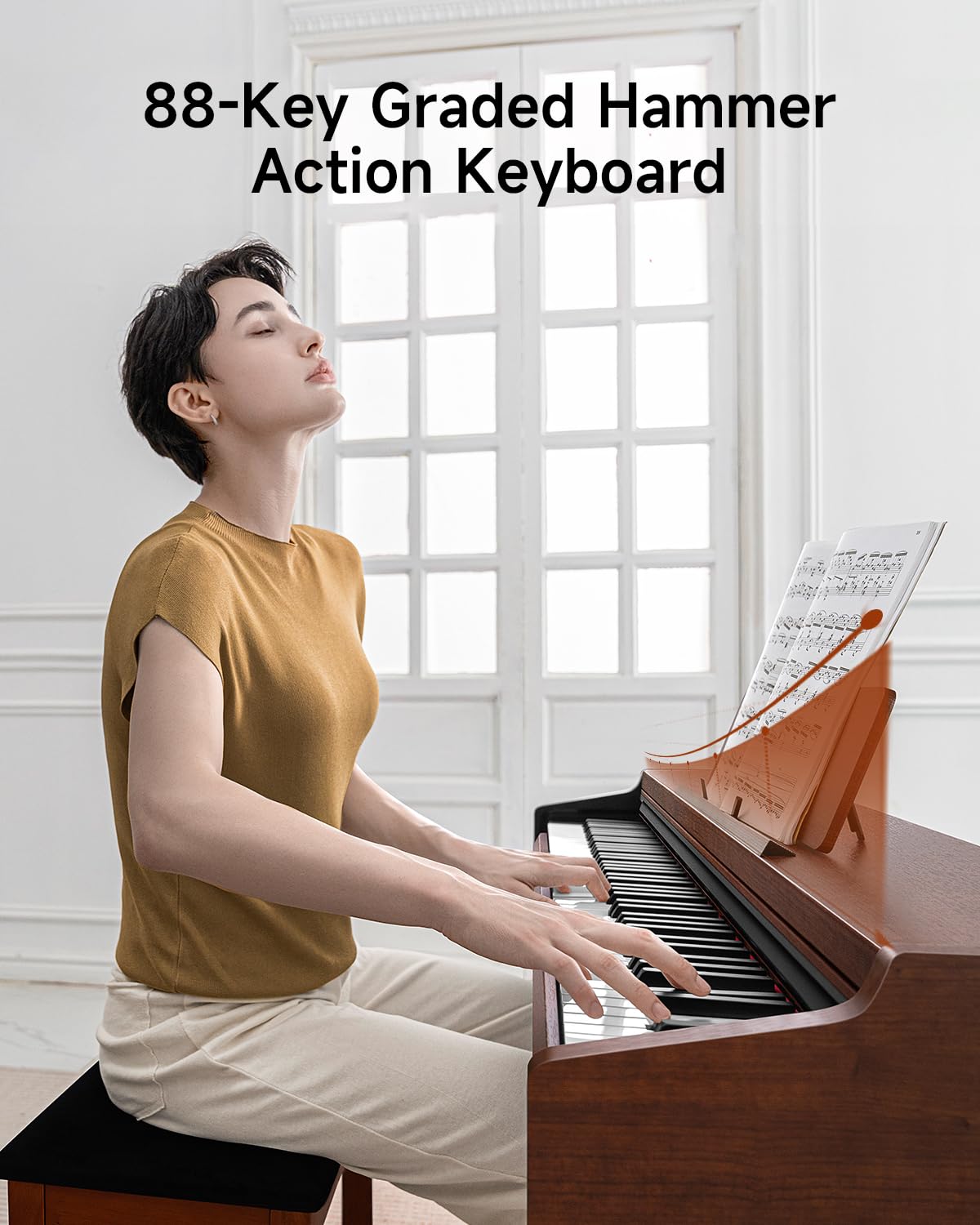 88 Key Graded Weighted Digital Piano with Storage Piano Bench H7652