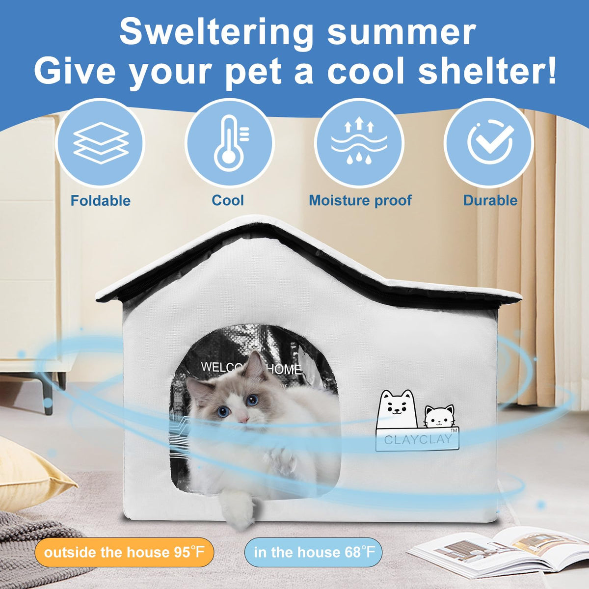 Heated Waterproof Insulated Outdoor Cat House U5914