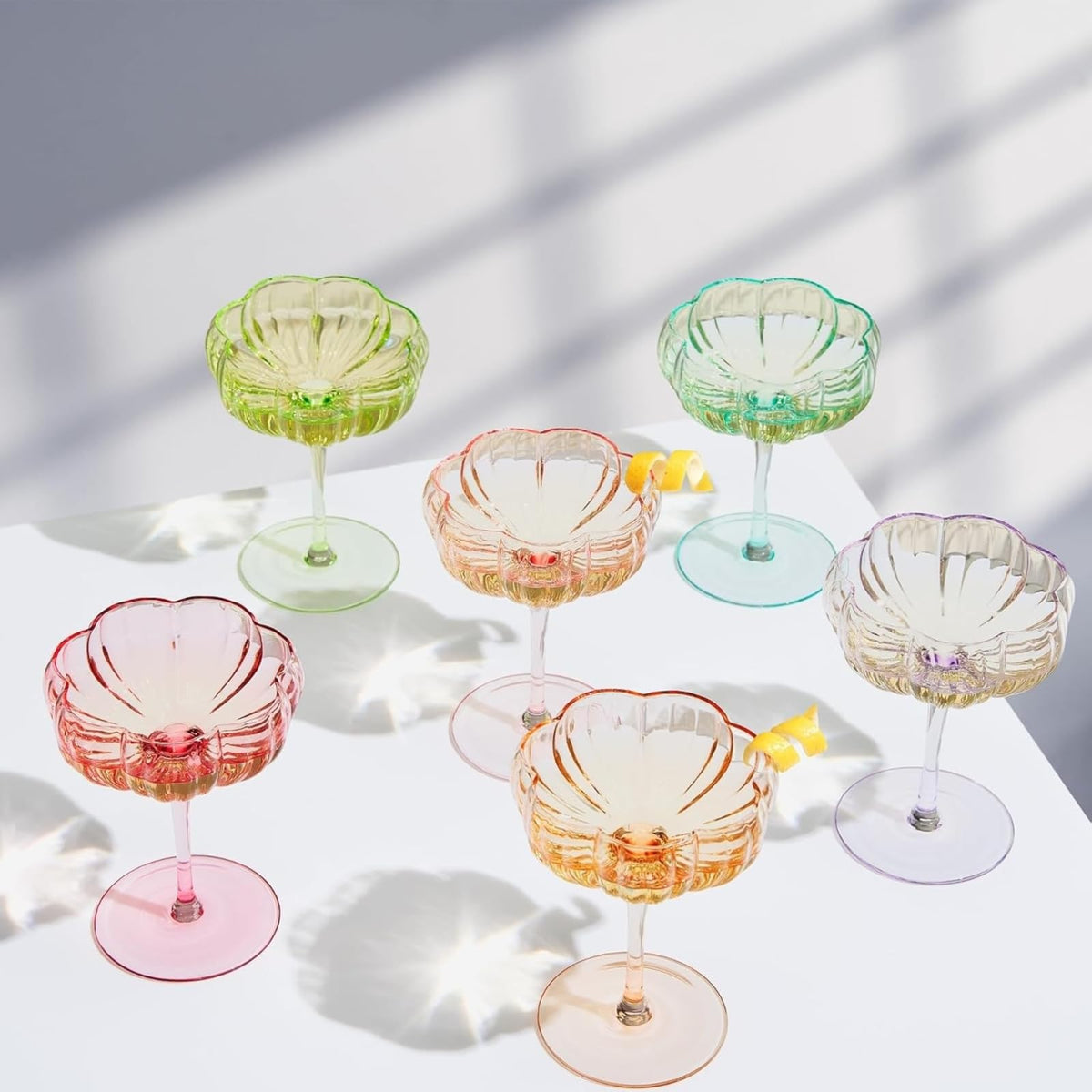 Vintage Wavy Glass Coupes Set of 6 Q5266