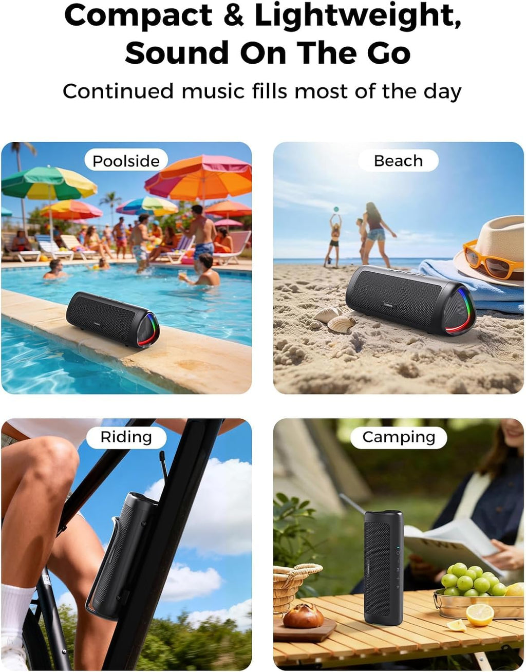 20W Portable Wireless Bluetooth Speaker, IPX5 Waterproof, Black S1096