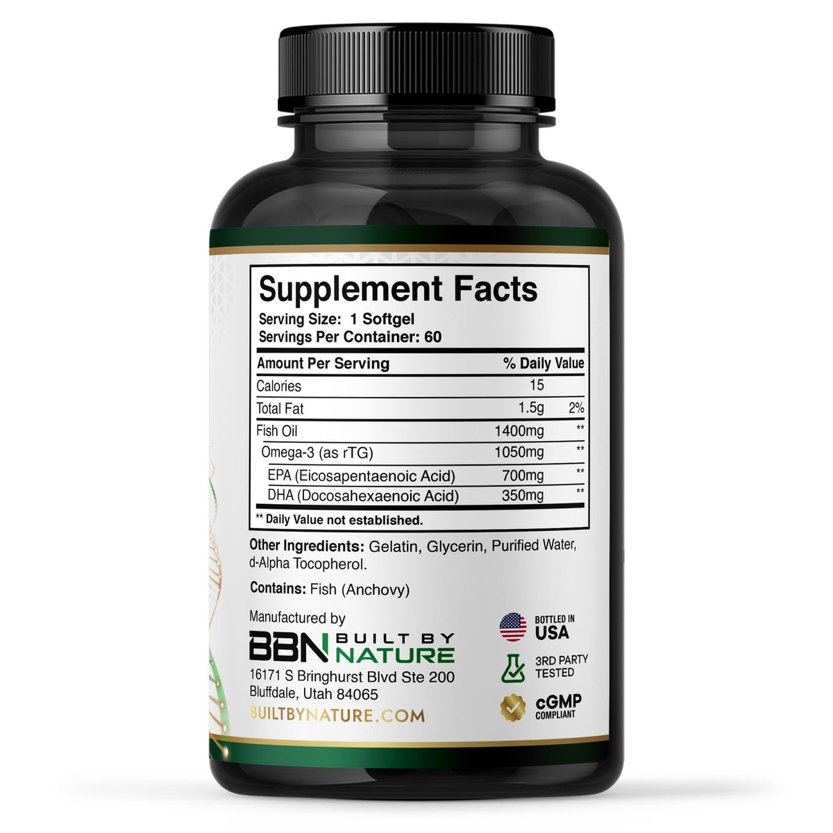 Omega 3 Fish Oil 1400 mg 60 Softgels I293299