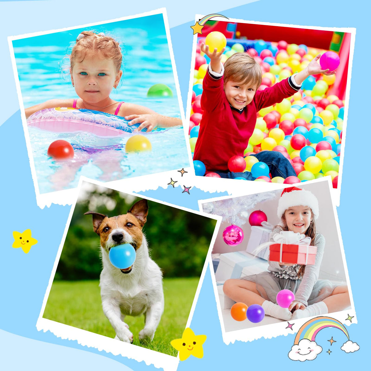100pcs BPA Free Crush Proof Plastic Ball Pit Balls with Net Bag I5887